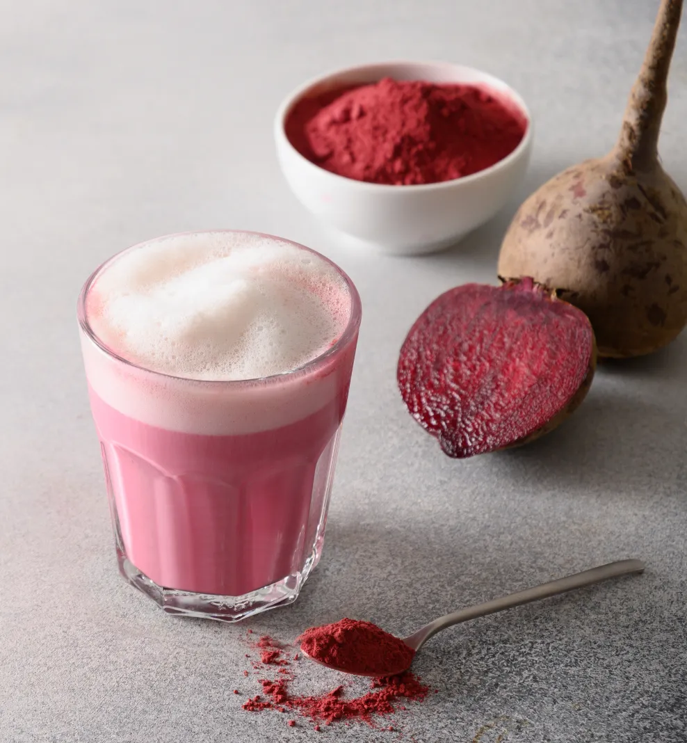 Beetroot, beetroot powder and beetroot drinks.